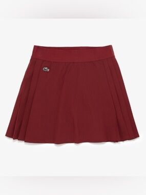 Lacoste Mini Pleated Ultra Dry Stretch Golf/Tennis Skirt in Burgundy Red
